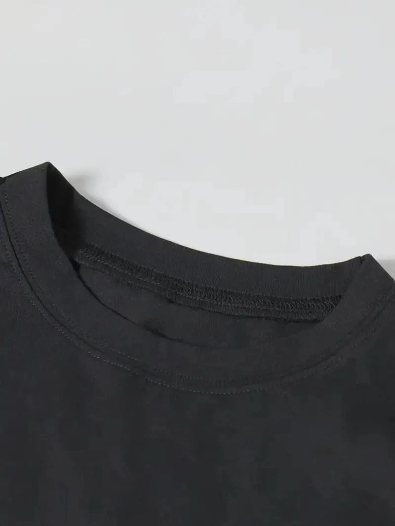 Kadın T-Shirt Ördek Baskılı Bisiklet Yakalı Kısa kol Tişört - Siyah