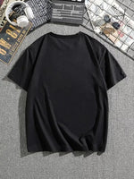 Erkek Tişört Dağ Grafikli Kısa kollu Yazlık T-shirt - Siyah