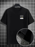 Erkek Tişört Dağ Grafikli Kısa kollu Yazlık T-shirt - Siyah