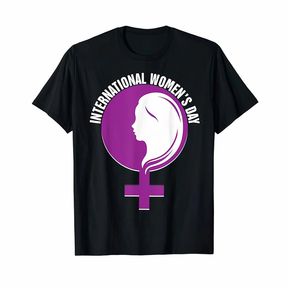 8 Mart Dünya Kadınlar Günü İçin Tişört Özel Baskılı T-shirt - Siyah
