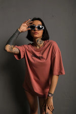 Kadın Oversize Tişört Golf GTI Retro Araba Baskılı T-shirt  - Gül Kurusu