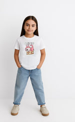 Kız Labubu Çocuk Baskılı T-Shirt - Beyaz