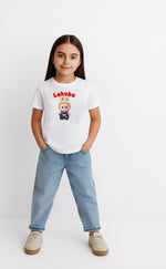 Kız Labubu Çocuk Baskılı T-Shirt - Beyaz
