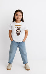 Kız Labubu Çocuk Baskılı T-Shirt - Beyaz