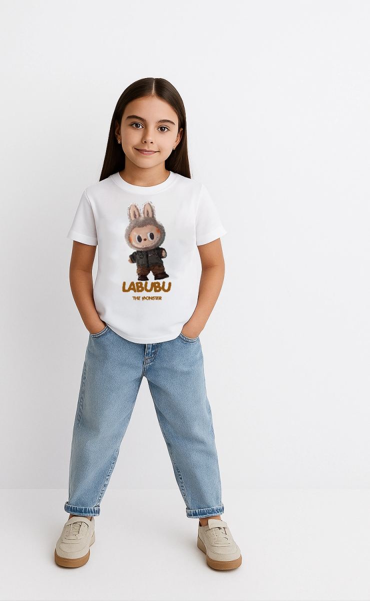 Kız Çocuk Baskılı T-Shirt - Beyaz