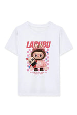 Kız Labubu Çocuk Baskılı T-Shirt - Beyaz