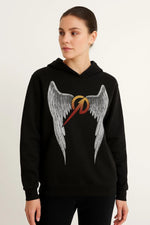 Metallica İki İplik Kapüşonlu Ön ve Arka Baskılı hoodie - Siyah