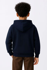 Erkek Çocuk Kapüşonlu Kanguru Cepli Tam Fermuarlı Hırka SweatShirt - Lacivert