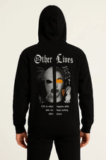 Erkek Kapüşonlu Kanguru Cepli Sweatshirt 3 İplik Pamuklu Baskılı Hoodie - Siyah