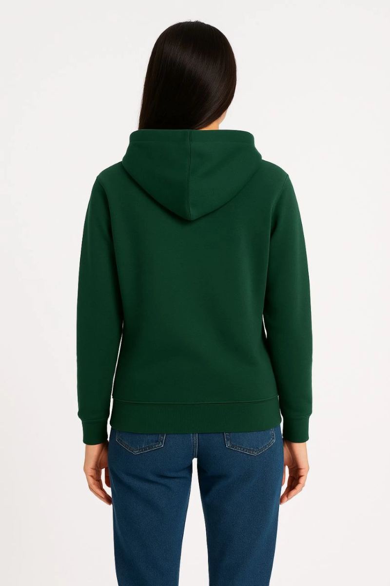 Kadın 3 İplik Pamuklu Kapüşonlu Kanguru Cepli Sweatshirt hoodie - Haki