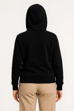 Kadın 3 İplik Kapüşonlu Tam Fermuarlı Kanguru Cepli Sweatshirt Hoodie - Siyah