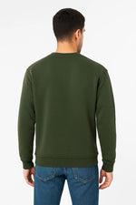 Erkek 3 İplik Pamuklu Düz Bisiklet Yaka SweatShirt - Haki