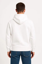 Erkek 3 İplik Pamuklu Kapüşonlu Kanguru Cepli SweatShirt hoodie - Beyaz
