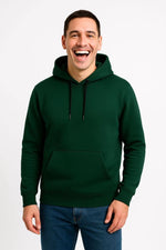 Erkek 3 İplik Pamuklu Kapüşonlu Kanguru Cepli SweatShirt hoodie - Haki