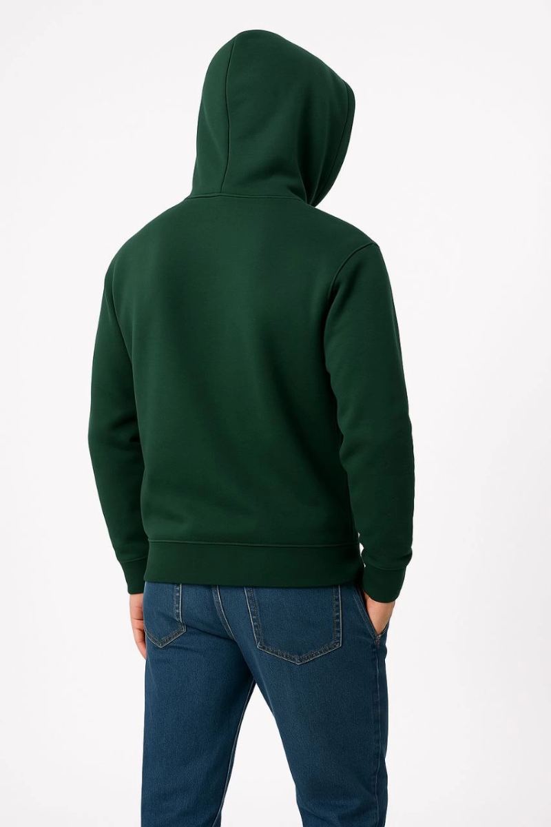 Erkek 3 İplik Pamuklu Kapüşonlu Kanguru Cepli SweatShirt hoodie - Haki