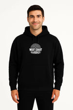 Erkek Kapüşonlu Kanguru Cepli Sweatshirt 3 İplik Pamuklu Baskılı Hoodie -  Siyah