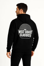 Erkek Kapüşonlu Kanguru Cepli Sweatshirt 3 İplik Pamuklu Baskılı Hoodie -  Siyah