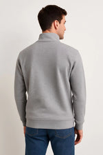 Erkek Dik Yaka Yarım Fermuarlı 3 İplik Pamuklu Sweatshirt - Gri