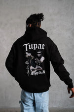 Erkek Kapüşonlu Kanguru Cepli Sweatshirt 3 İplik Pamuklu Baskılı Hoodie - Siyah