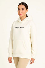 Kadın Oversize Kapüşonlu Kanguru Cepli Baskılı 3 İplik Pamuklu Sweatshirt Hoodie -   Beyaz