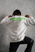 Erkek Oversize Sweatshirt Ön ve Sırt Baskılı 3 İplik Pamuklu - Beyaz