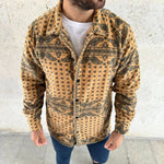 Erkek Düğmeli Gömlek Polar Sweatshirt Yumuşak Dokulu Oversize Kalıp -Sarı