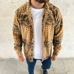 Erkek Düğmeli Gömlek Polar Sweatshirt Yumuşak Dokulu Oversize Kalıp -Sarı