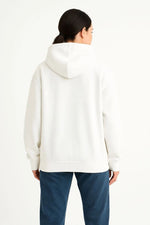 Kadın Samuray Ninja Çift Kapüşonlu Maske Detaylı 3 İplik Hoodie - Beyaz