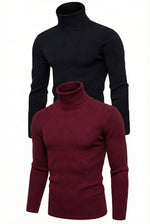 Erkek Kaşkorse Boğazlı Likralı Fitilli Slim Fit Body 2'li Set Siyah-Bordo