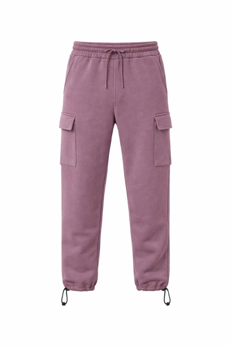 Erkek Baggy 3 İplik Kargo Cepli Eşofman Altı Ayarlanabilir Paça Pantolon - Gül Kurusu