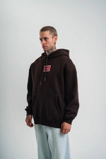 Erkek Nakışlı Kapüşonlu Oversize 3 İplik Pamuklu SweatShirt Hoodie - Siyah