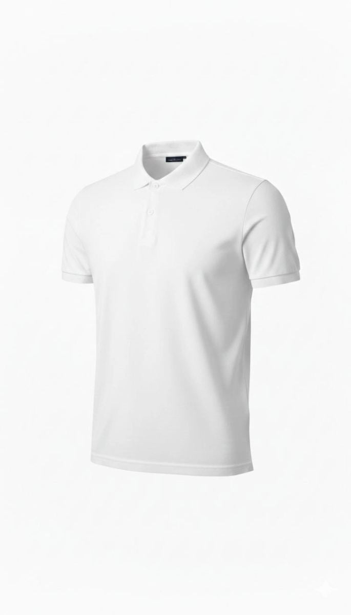 Erkek Polo Yaka Düğmeli Pike Kumaş Tişört Regular Fit Kısa Kol T-Shirt - Beyaz