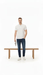 Erkek Polo Yaka Düğmeli Pike Kumaş Tişört Regular Fit Kısa Kol T-Shirt - Beyaz