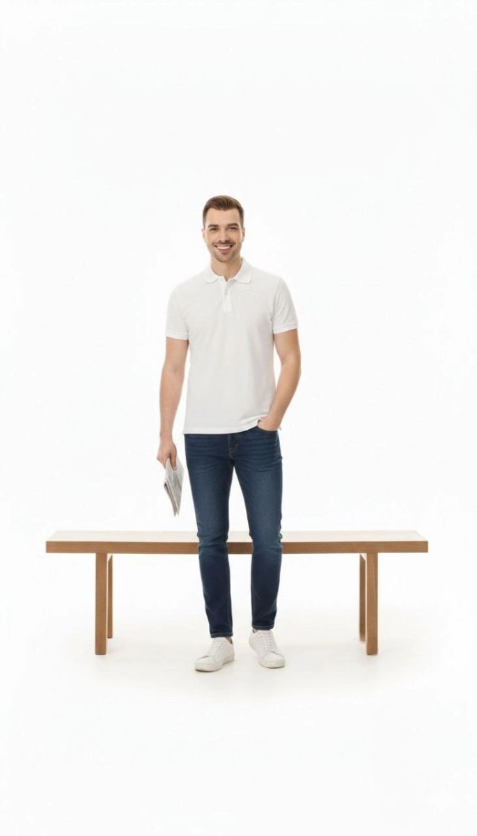 Erkek Polo Yaka Düğmeli Pike Kumaş Tişört Regular Fit Kısa Kol T-Shirt - Beyaz