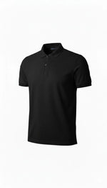 Erkek Polo Yaka Düğmeli Pike Kumaş Tişört Regular Fit Kısa Kol T-Shirt - Siyah