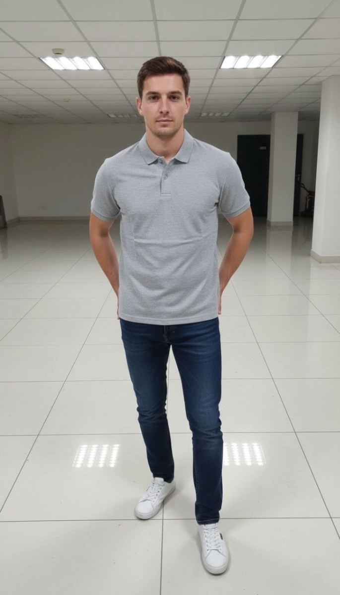 Erkek Polo Yaka Düğmeli Pike Kumaş Tişört Regular Fit Kısa Kol T-Shirt - Gri