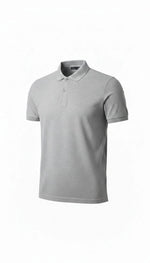 Erkek Polo Yaka Düğmeli Pike Kumaş Tişört Regular Fit Kısa Kol T-Shirt - Gri