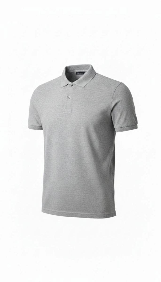 Erkek Polo Yaka Düğmeli Pike Kumaş Tişört Regular Fit Kısa Kol T-Shirt - Gri