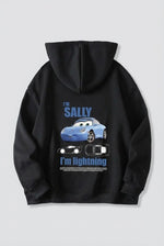 Sevgililer Günü Özel Kapüşonlu Araba Baskılı Oversize Sweatshirt - Siyah