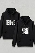 Sevgililer Günü Özel Kapüşonlu Hanımcı Baskılı Oversize Sweatshirt - Siyah