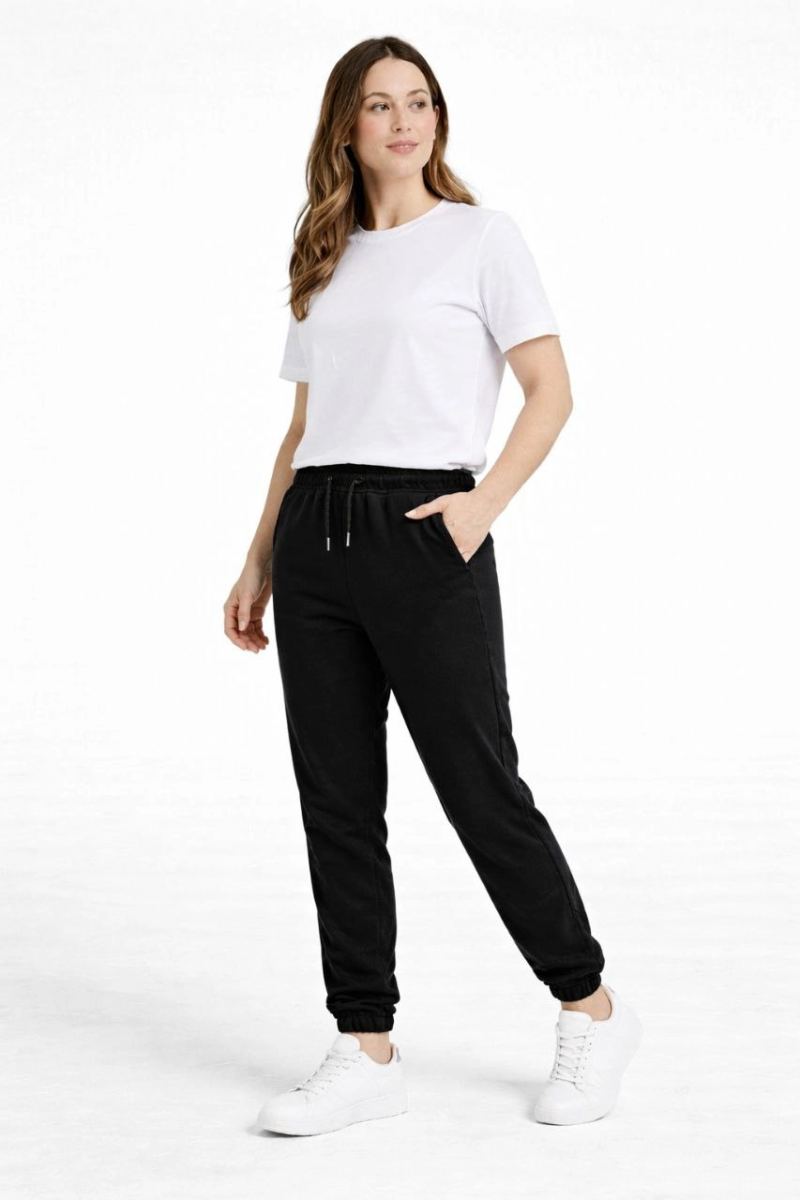 Kadın Jogger Eşofman Altı , Cepli, Paça Lastilkl ,Spor Pantolon - Siyah