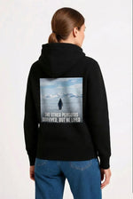 Kadın 3 İplik Pamuklu Kapüşonlu Hoodie Sweatshirt Survivor Penguen Baskılı - Siyah