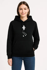 Kadın 3 İplik Pamuklu Kapüşonlu Hoodie Sweatshirt Nihilist Penguen Baskılı - Siyah