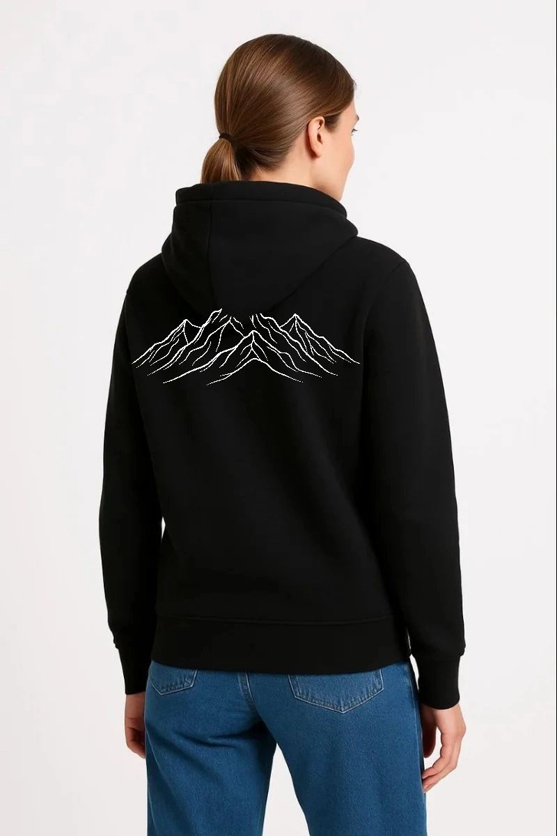 Kadın 3 İplik Pamuklu Kapüşonlu Hoodie Sweatshirt Nihilist Penguen Baskılı - Siyah