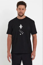 Erkek T-Shirt Nihilist Penguen Baskılı Bisiklet Yaka Kısa kol yazlık Tişört - Siyah
