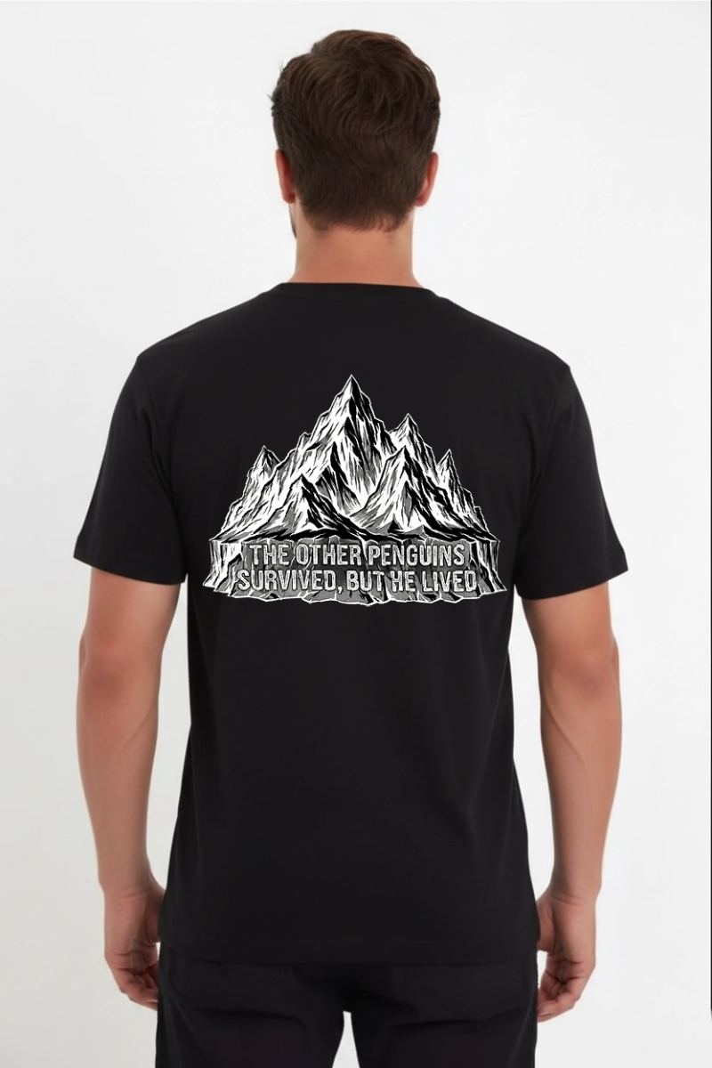 Erkek T-Shirt Nihilist Penguen Baskılı Bisiklet Yaka Kısa kol yazlık Tişört - Siyah