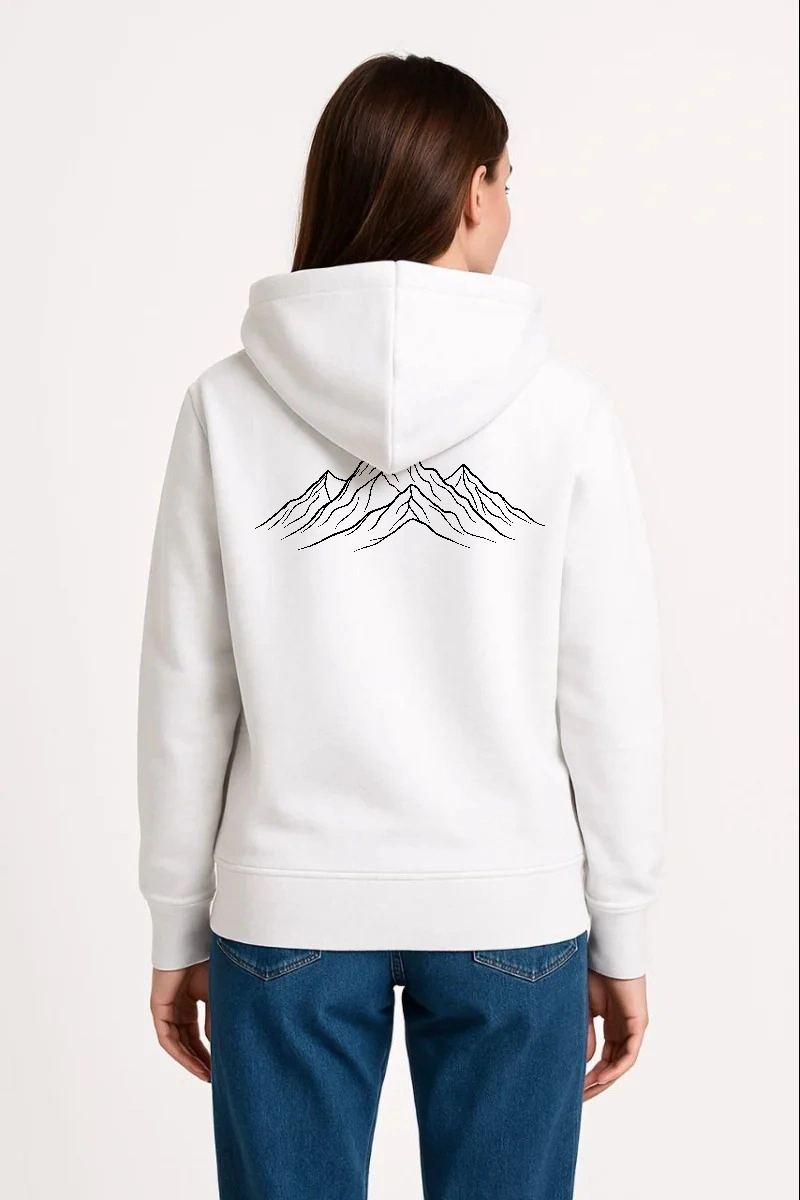 Kadın 3 İplik Pamuklu Kapüşonlu Hoodie Sweatshirt Nihilist Penguen Baskılı - Beyaz