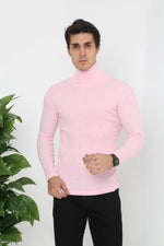 Erkek Fitilli Kaşkorse Kumaş Boğazlı Full Likralı Slimfit Body - Toz Pembe