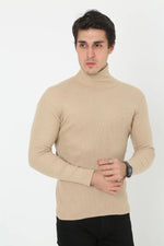 Erkek Fitilli Kaşkorse Kumaş Boğazlı Full Likralı Slimfit Body - Bej