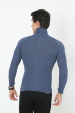 Erkek Fitilli Kaşkorse Kumaş Boğazlı Full Likralı Slimfit Body - İndigo